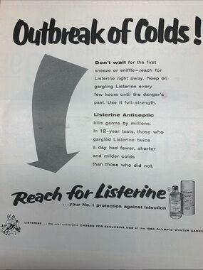 Listerine Antiseptic Vintage Advertisement Life  Magazine